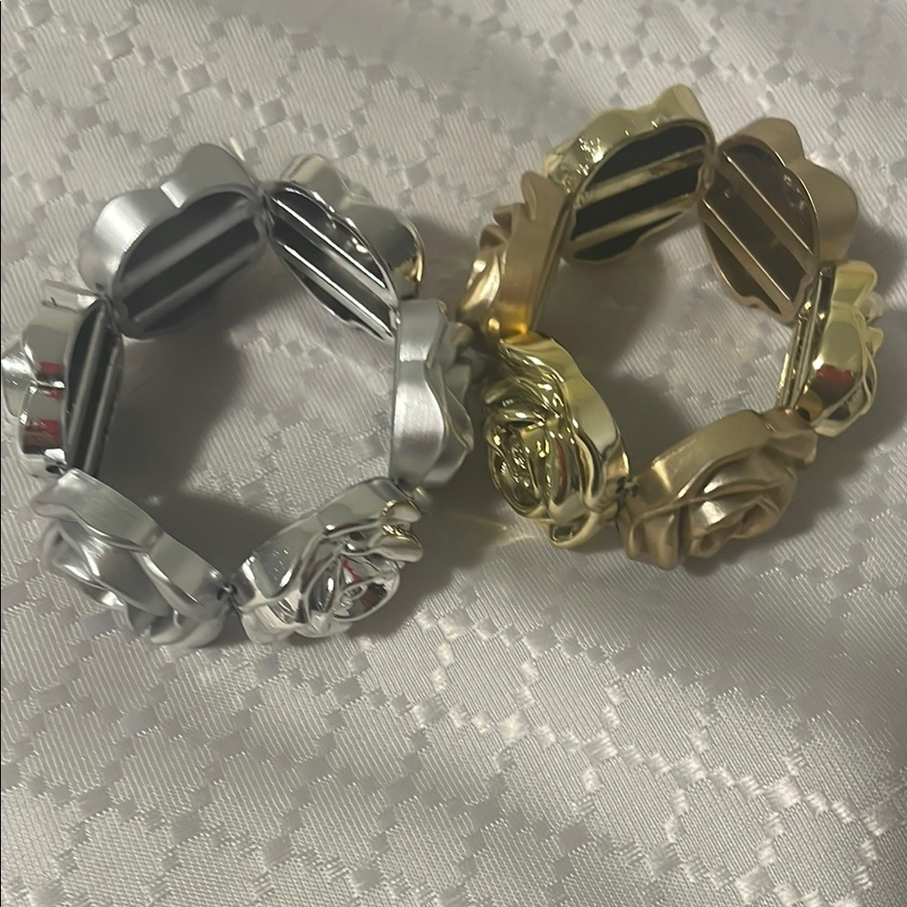 Elegant Silver and Gold Rose Rings